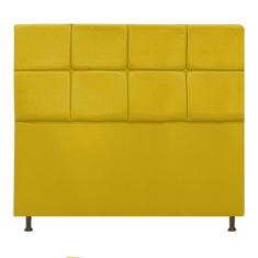 Cabeceira Estofada Damares 140cm Casal Botonê Suede Amarelo