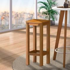 Banqueta De Madeira Alta Marrom Nemargi