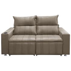Sofá Retrátil e Reclinável 2 Lugares Madri 1.60M Suede Bege Speciale Home