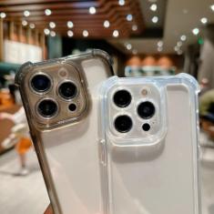 Capa de telefone transparente luxuosa para iPhone15 14 13 12 11 Pro Max X XR XS 7 8 Plus Capa traseira rígida transparente de silicone, transparente, para iPhone 13 Pro