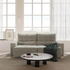 Sofá Retrátil e Reclinável 4 Lugares 250cm Embaúba Extra Cabecasa Madeiramadeira Cinza Claro Fosco