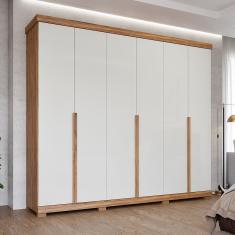 Guarda Roupa Casal em Mdf 6 Portas com Pés Linhares Espresso Móveis Cinamomo/Off White