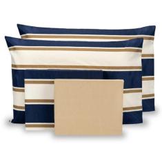 Roupa De Cama Jogo De Lençol Kit 04 Peças Casal Estampado Percal 180 F