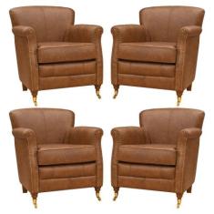 Kit 04 Poltronas Decorativas Sala de Estar Brunei Pés Príncipe Couro M