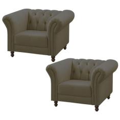 Kit 02 Poltronas Decorativa Bérgamo Couro Fendi - Gran Belo