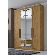 Guarda Roupa Solteiro com Espelho 4 Portas 3 Gavetas - Sevilha-Cumaru 