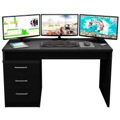 Mesa para Computador Notebook Desk Game DRX 5000 - Móveis Leão, Preto