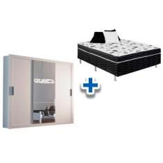 Cama Box Conjugada Casal Union Ortobom + Guarda Roupa Veneza Luxo Bran