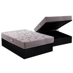 Cama Box Baú Casal Kit Colchão Espuma Ortopédico Suede Preto 138x188cm Herval