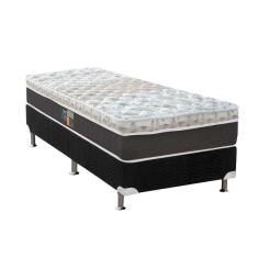 Cama Box Solteiro: Colchão Molas Ensacadas Castor Pocket Class Híbrido + Base Black(88X188)
