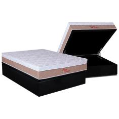 Cama Box Baú Casal: Colchão Ortopédico Orthoflex Foggia Premier + Base Crc Suede Black(138X188)