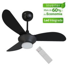Ventilador de Teto Ventisol Wind Black Plus Inverter Controle Remoto L