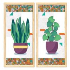 Conjunto Quadros Decorativos 2 pçs 20x45 Vasos e Azulejos - SHD  Solei