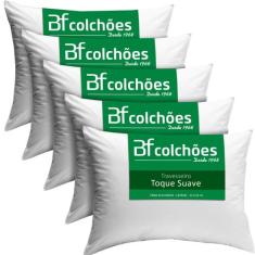 Kit 5 Travesseiros Antialérgico de Fibra Macio Lavável 45X65 - BF Colc