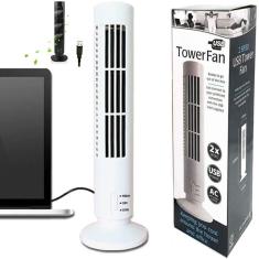Ventilador Mesa Portátil Usb Torre Circulador Vertical 2 Velocidades Compacto Mini Multiuso Bivolt Branco