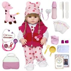 Boneca Bebe Reborn Toda de Silicone Girafinha Loira - Cegonha Reborn D