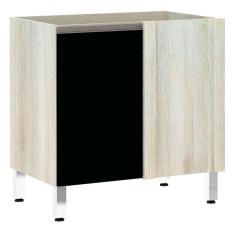 Balcão Sem Tampo Canto Reto Luciane 80cm Luci Legno Crem e Preto Tx