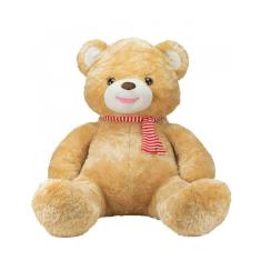 Urso De Pelúcia Caramelo Cachecol Sentado 65 Cm