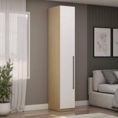 Guarda Roupa Modulado 1 Porta com Prateleiras 100% Mdf Infinity Savana/Branco