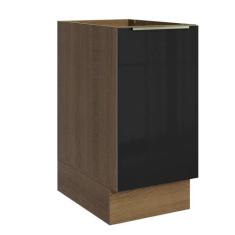Balcão Madesa Lux 40 cm 1 Porta - Rustic/Preto, Rustic/Preto