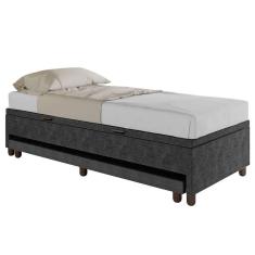 Bicama Casal Box Com Baú 138x188cm Samy S05 Veludo Preto - Mpozenato