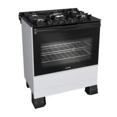 Fogão 5 Bocas Mueller com Mesa de Vidro e Forno 81L Branco Bivolt - MF