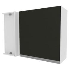 Armário Aéreo de Canto Madesa Glamy 1 Porta - Branco/Preto