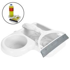 Kit Porta Detergente + Esponja + Rodinho Plástico 18X19X5Cm