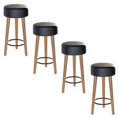 Kit 04 Banquetas Baixa Cozinha Paris D-33 Preto