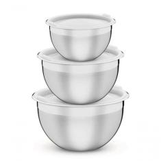 Jogo De Potes Tramontina Cucina Aço Inox Com Tampa Plástica 3 Peças