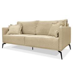 Sofá 3 Lugares 200cm Pés De Metal Vecchia S06 Linho Dourado - Mpozenato