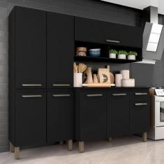 Armário De Cozinha Tieli 3 Peças Preto Fosco - Móveis Arapongas Preto Fosco