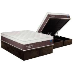 Conjunto Box Baú Queen: Colchão Molas Plumatex Superlastic DuroSpring 