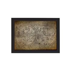 Quadro Vintage Mapa Antigo Moldura Preta 33x43cm