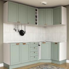 Cozinha Modulada 8 Peças sem Tampo Arizona CabeCasa MadeiraMadeira Menta/Branco