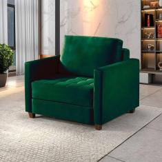 Sofá Cama 1 Lugar 100 Solteiro Paris Verde C/ Castanho