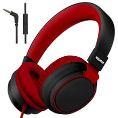 MIDOLA Fone de ouvido infantil Volume Limited 85/110dB Over-Ear/On-Ear com proteção contra ruído sonoro dobrável com cabo auxiliar embutido de 3,5 mm com microfone para crianças, escola, celular,