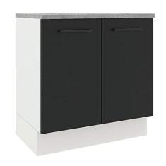 Balcão Madesa Agata 80 cm 2 Portas - Branco/preto