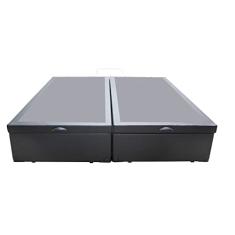 Cama Box Baú Casal Bipartido Sintético Cinza Com Pistão A Gás