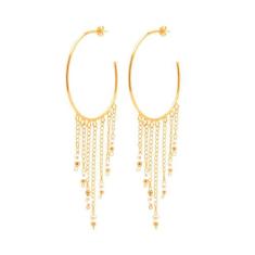 Brinco Argola Grande Corrente E Perolas Folheado A Ouro 18K - Milena J