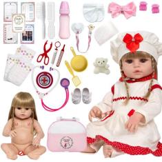 Boneca Tipo Reborn Menina Loira Corpo de Vinil Siliconado - Cegonha Re