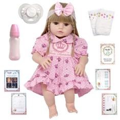 Boneca Reborn Bebê Realista Menina Loira Gatinha Enxoval - Cegonha Reb
