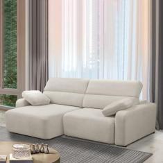 Sofá Decorativo Sala de Estar Ibiza 3 Lugares 260cm Reclinável e Retrá
