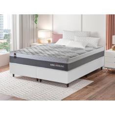 Conjunto Cama Box c/ Molas Ensacadas Sheffield Cinza King 193x203x65