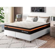 Conjunto Cama Box c/ Molas Ensacadas Sirius Preto Queen 158x198x65