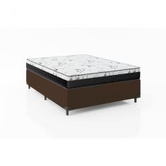 Cama Box Casal 138 Marrom Com Colchão D33 One Face Bello Box 58x138x188