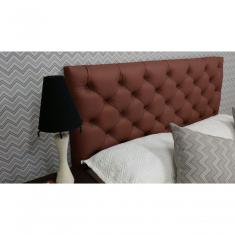 Cabeceira Casal 138 - Bello Box - Estilo Capitonê Tecido Sintético Marrom Sem Strass