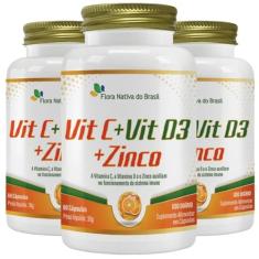 KIT 3X Vitamina C + D3 + Zinco 60 cápsulas - Flora Nativa