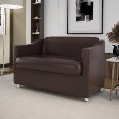 Sofá Namoradeira 2 Lugares Sala Descanso – Balaqui Decor Cor:marrom