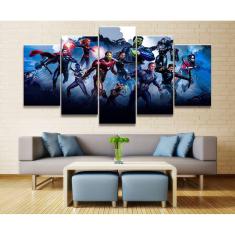 Quadro Decorativo Vingadores H 5 peças 130x65 cm em tecido